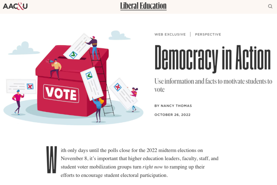 AAC&U article cover with a ballot box